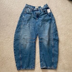 Free People Mid-Rise Barrel Jeans